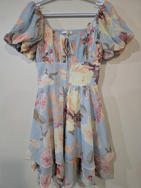 Guess Dresses & Skirts - Guess Light Blue Floral Off-Shoulder Mini Dress